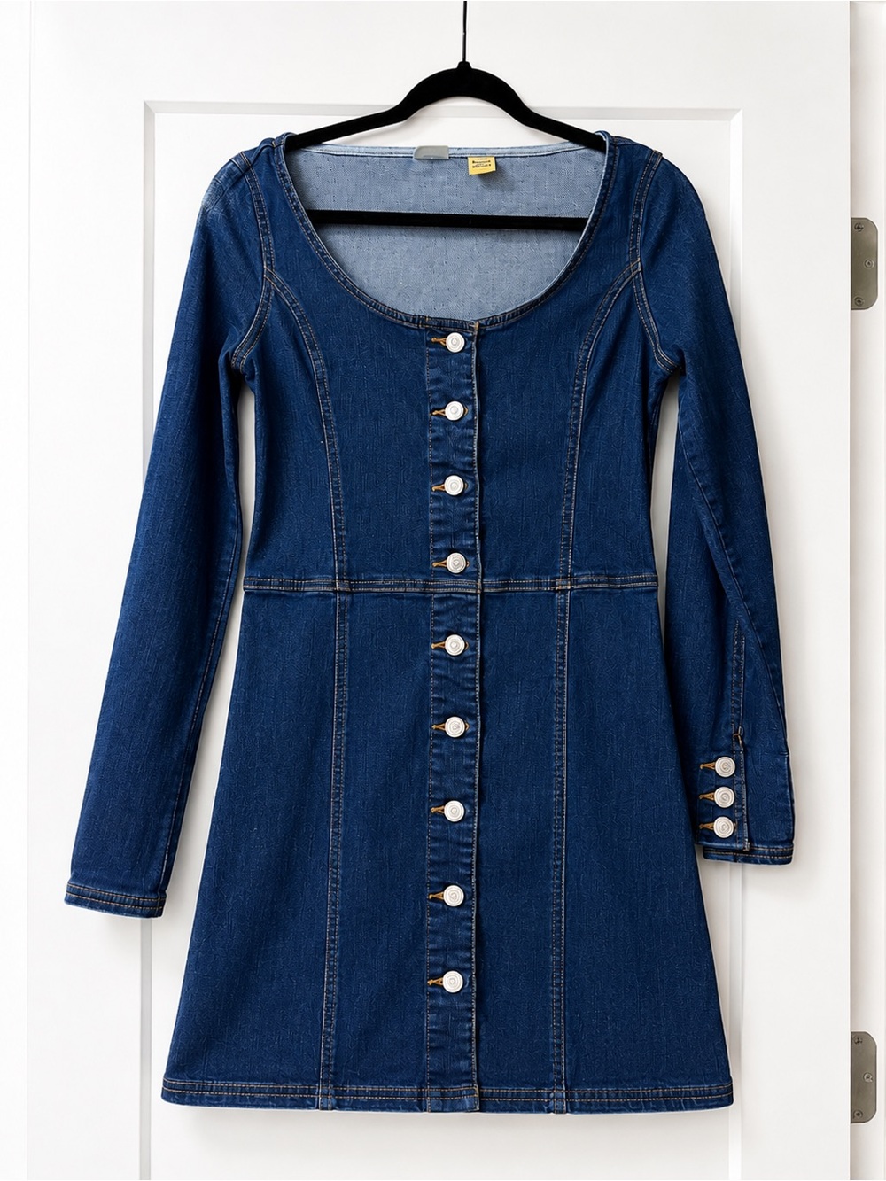 Levi's Dark Blue Long-Sleeve Button-Front Denim Dress